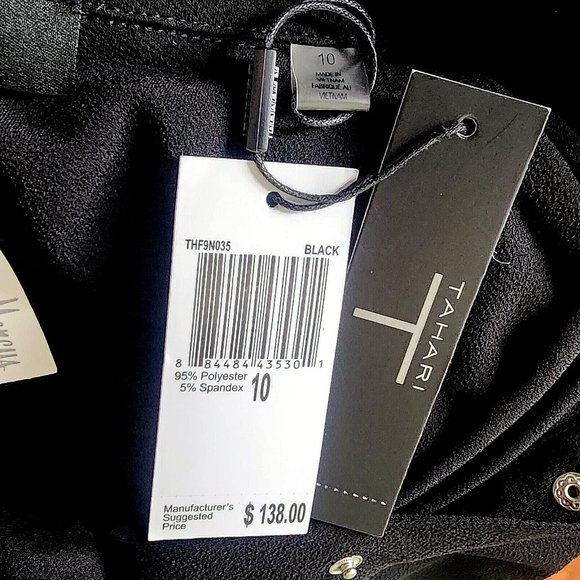 T Tahari Black Midi Shirtdress Jersey Knit Grommet Belt Snaps - Picture 11 of 11